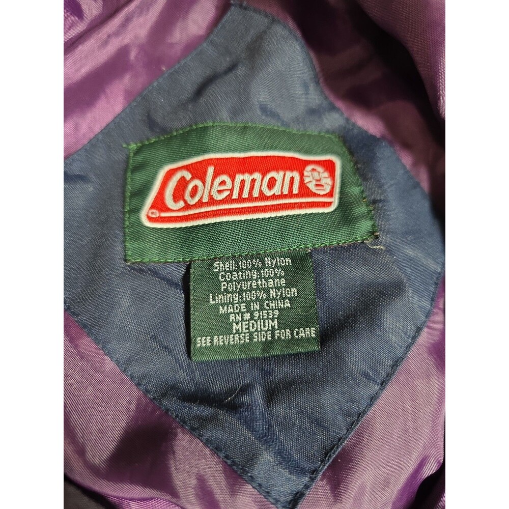VTG Coleman Windbreaker Jacket M Green Purple Colorblock Hooded Y2K 90's Outdoor